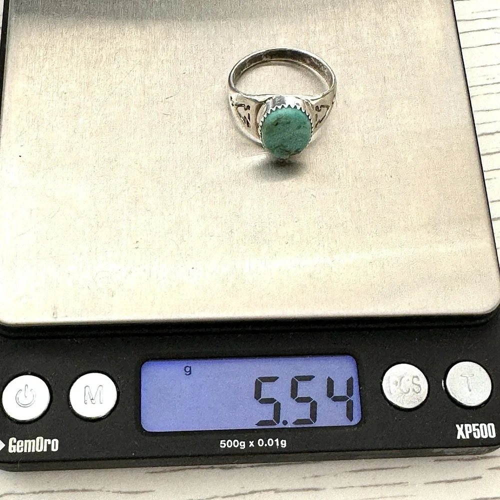 Mens Turquoise Navajo Band Sz 11 Ring 15mm Signed ML‎ Handmade Native